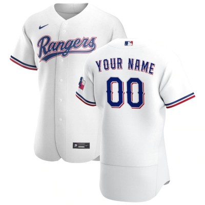 Texas Rangers Custom Men's Nike White Home 2020 Authentic Player MLB Jersey